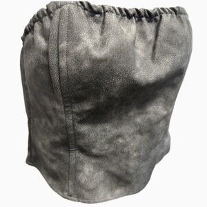 Black/Gray Faux Leather Tube Top